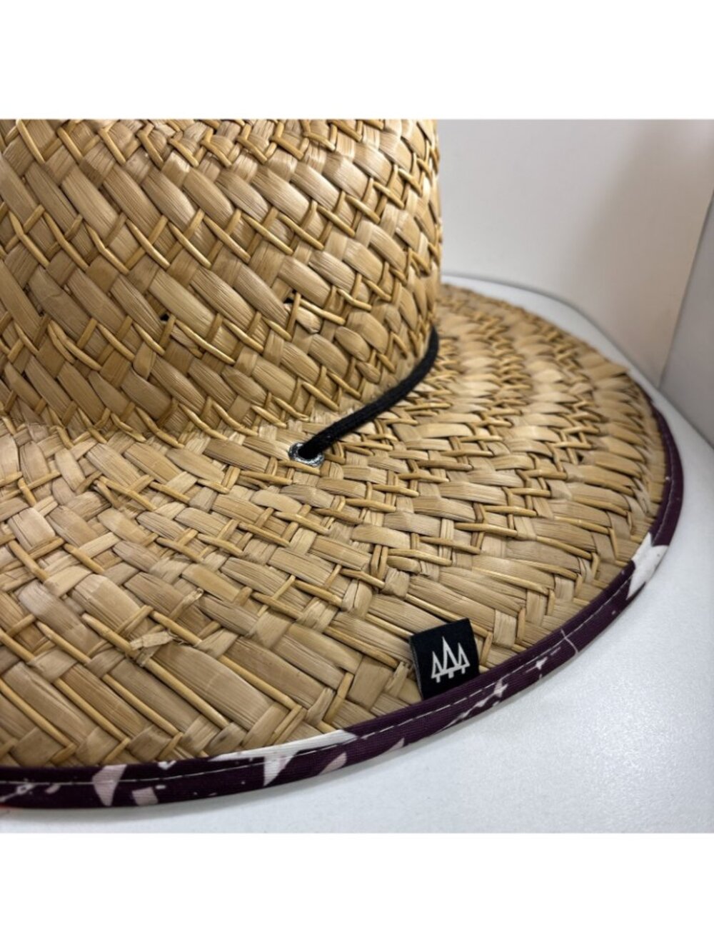 Hemlock Hat Company Straw Beach Sun Hat One Size Chin Strap American Flag Print - Picture 3 of 5